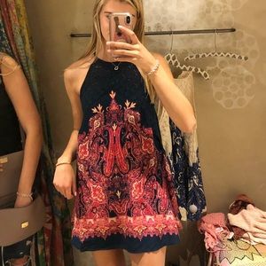 Free People Floral Pink/Dress Strapless Dress